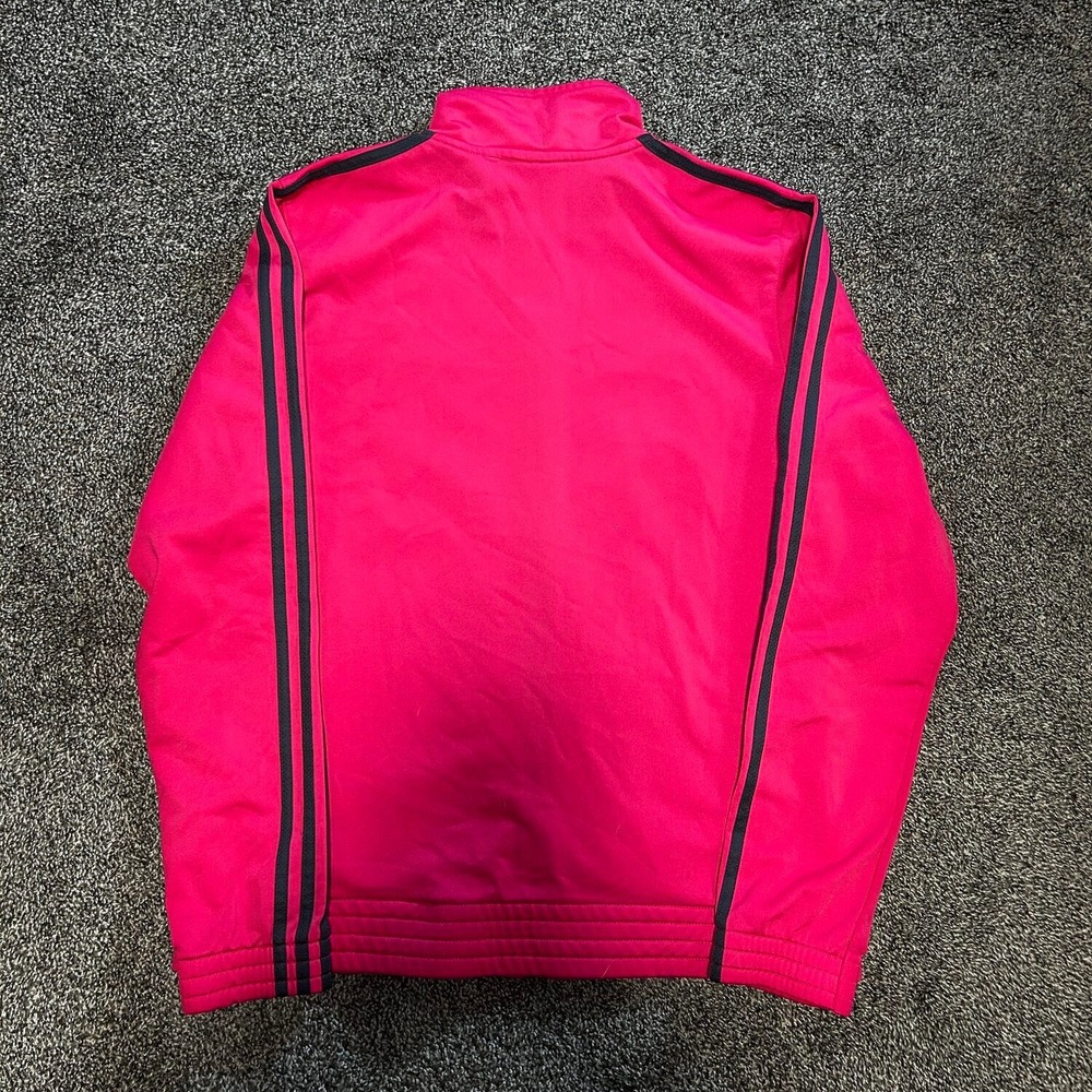 Adidas Track Jacket Unisex Large Pink Excellent 3-Stripes Full Zip Mock Neck - Picture 3 of 5